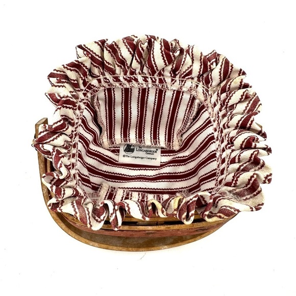 Vtg Longaberger Sweetheart Sentiments Basket 1995 Red Ticking Stripe Liner - Picture 7 of 14